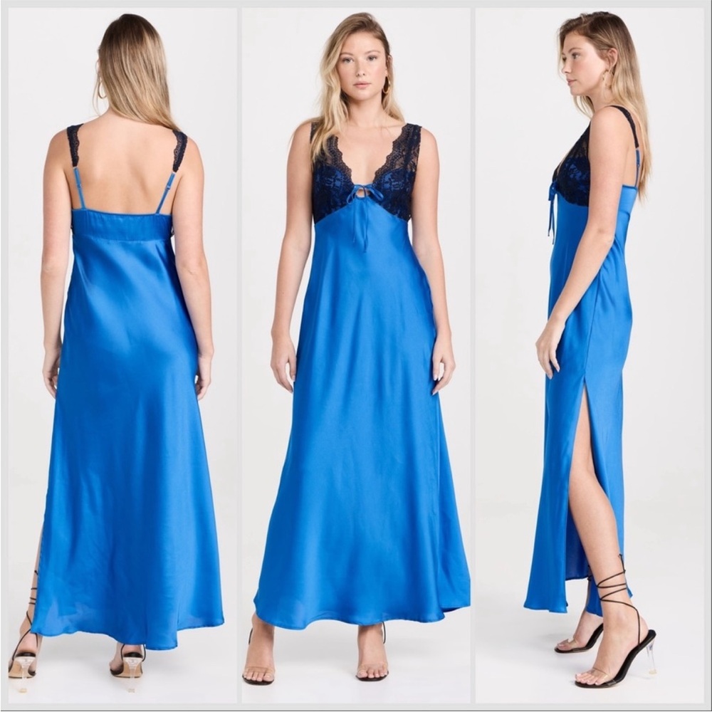 NWOT Free People Countryside Maxi Slip Dress in Campanula Combo sz M - Picture 4 of 10
